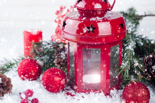 Premium Photo | Christmas red lantern