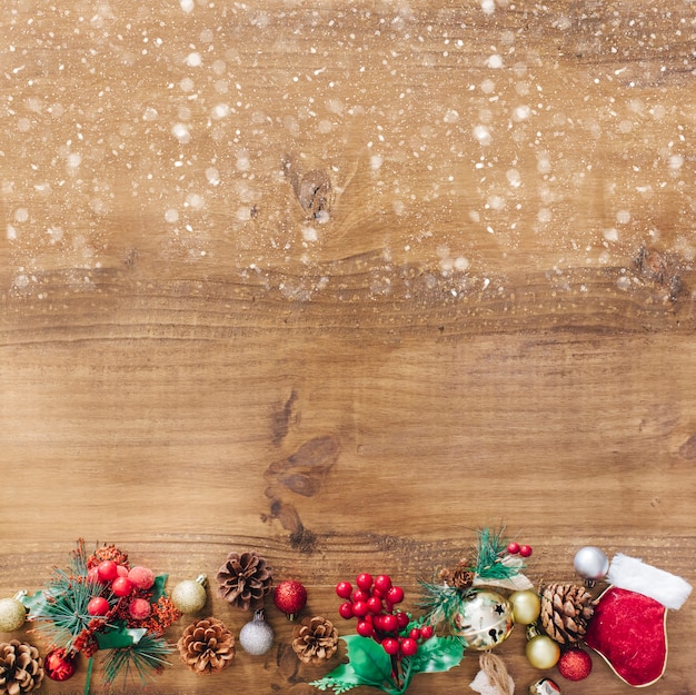 Christmas Rustic Background With Snow On Top Free Photo Christmas Rustic Background With Snow On Top Free Photo