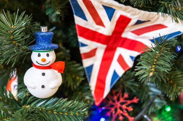 Premium Photo | Christmas tree decoration with british flag