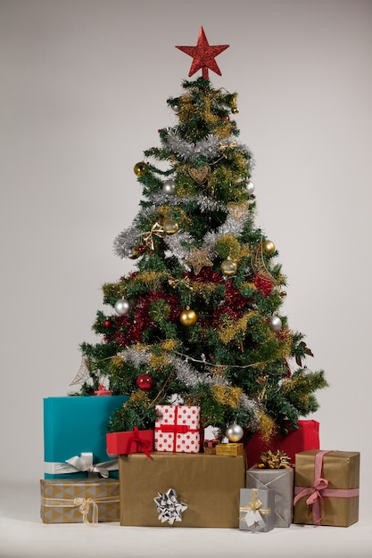 Christmas tree with gifts Photo Free Download