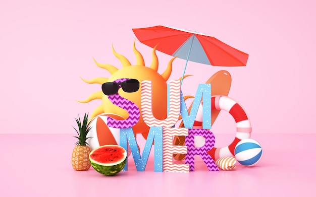 Premium Photo | Cinema 4d rendering background of summer background ...