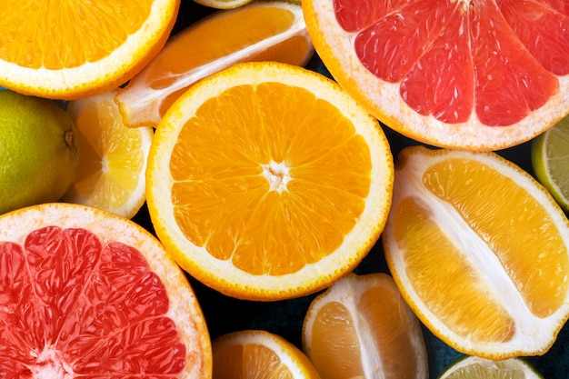 Citrus Fruits Collection Food Background Oranges Lemons Limes And Grapefruit Fresh Fruits Premium Photo