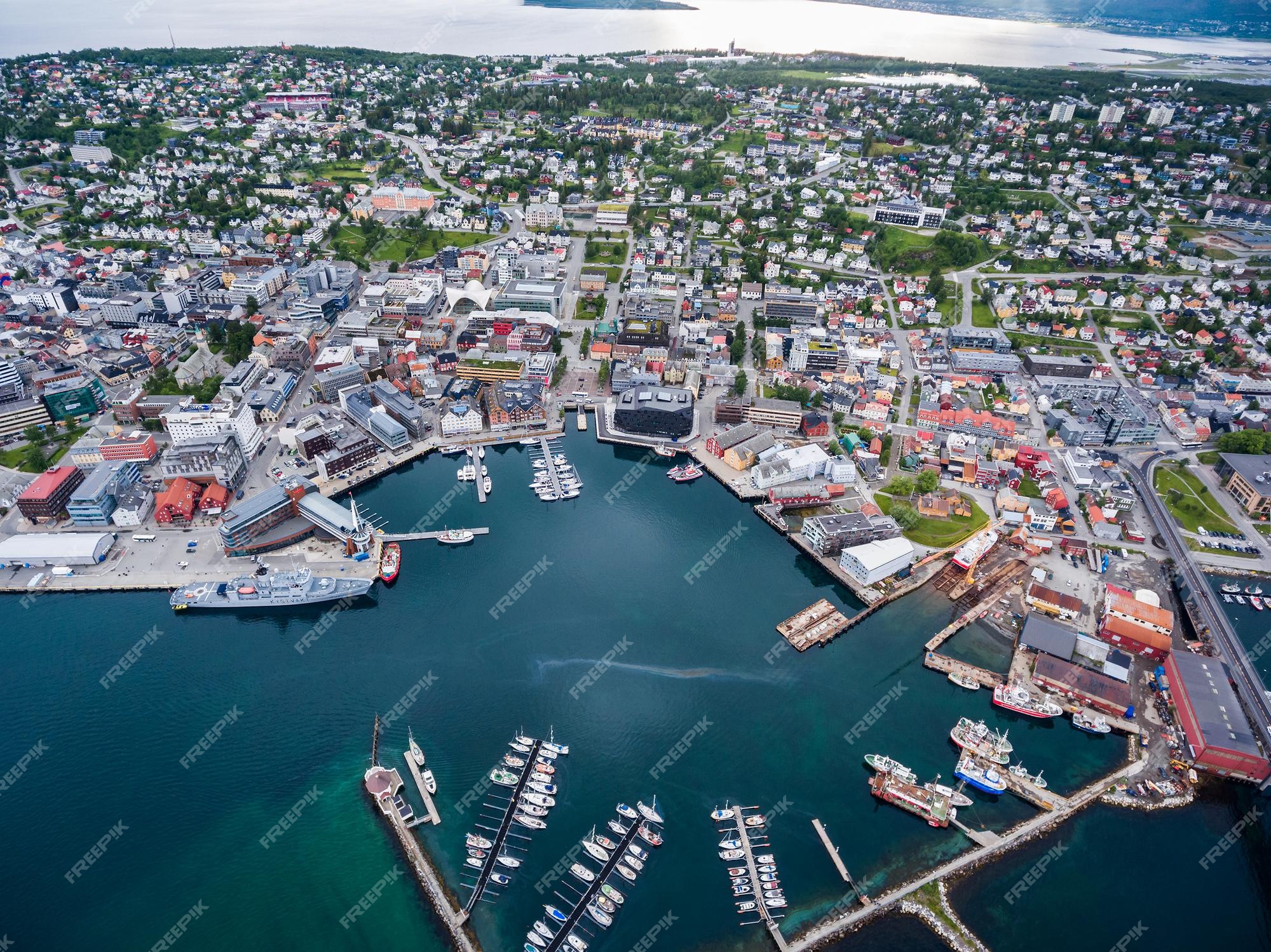 Premium Photo City tromso, north norway aerial photography. tromso is