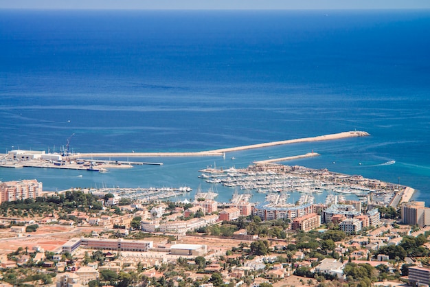 Premium Photo | City view from the montgo mountain in denia, spain