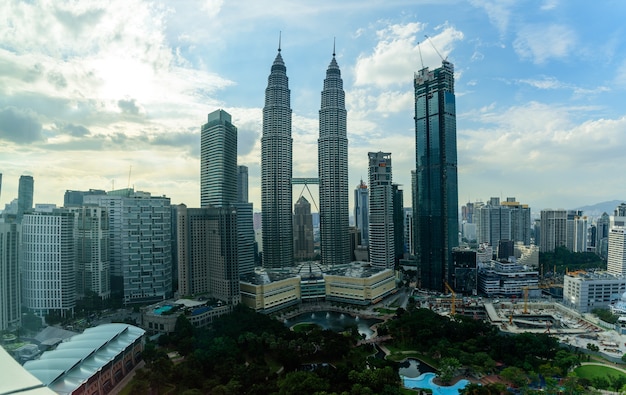 Premium Photo | Cityscape of city skyline on blue sky