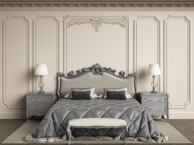 Premium Photo Classic Bedroom Furniture In Classic Interior Walls With Mouldings Ornated Cornice