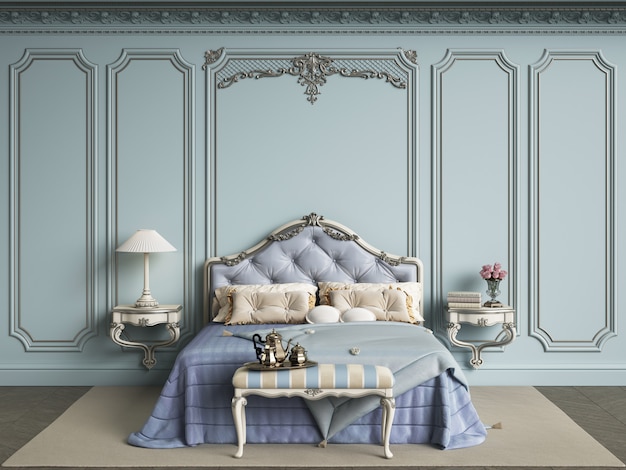 Classic Bedroom Furniture In Classic Interior Walls With Mouldings