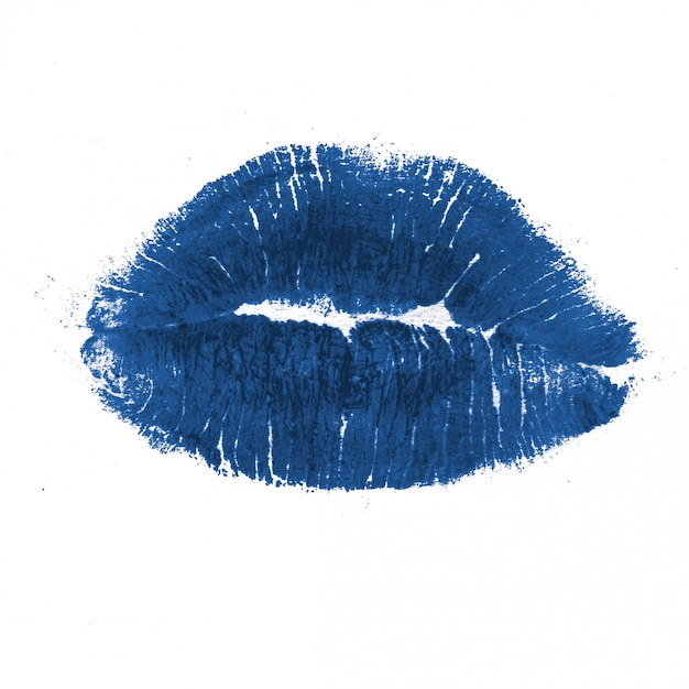 分離された古典的な青い唇キス プレミアム写真