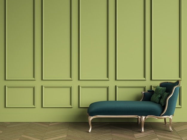 Premium Photo | Classic chaise longue in emerald green and gold color ...