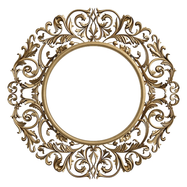 Premium Photo | Classic frame circle with ornament decor isolated