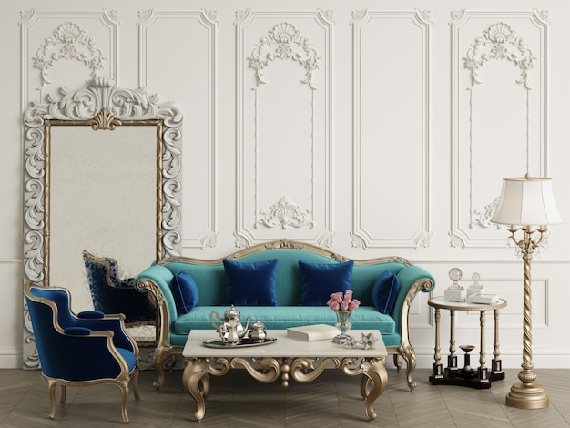 Premium Photo | Classic furniture in classic interior with copy space