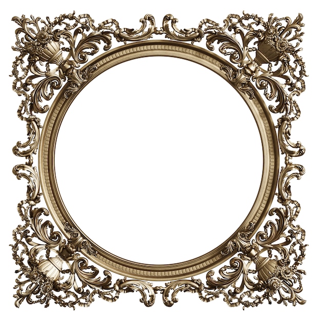 Premium Photo | Classic golden frame with ornament decor isolated on ...