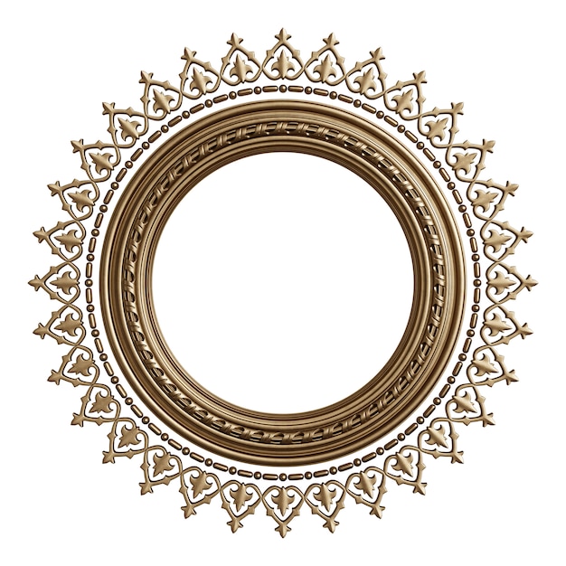 Premium Photo | Classic golden frame with ornament decor isolated on white