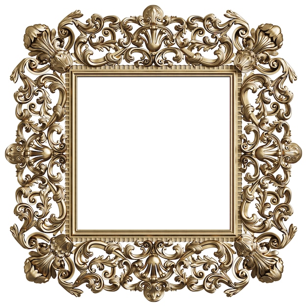 Premium Photo | Classic golden square frame with ornament decor ...