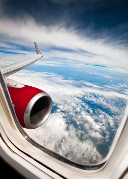 Premium Photo | Classic image through aircraft window onto jet engine