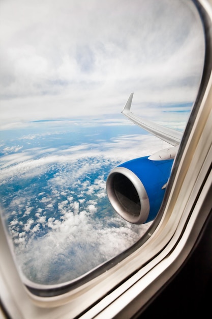 Premium Photo | Classic image through aircraft window onto jet engine