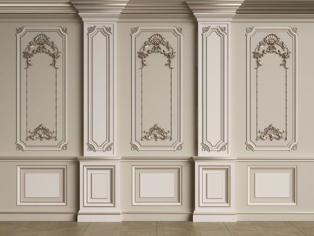 Premium Photo | Classic interior wall with mouldings