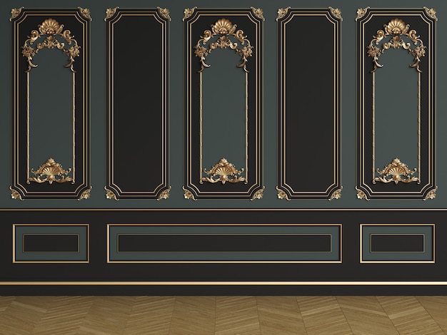 Classic interior wall with mouldings | Premium Photo