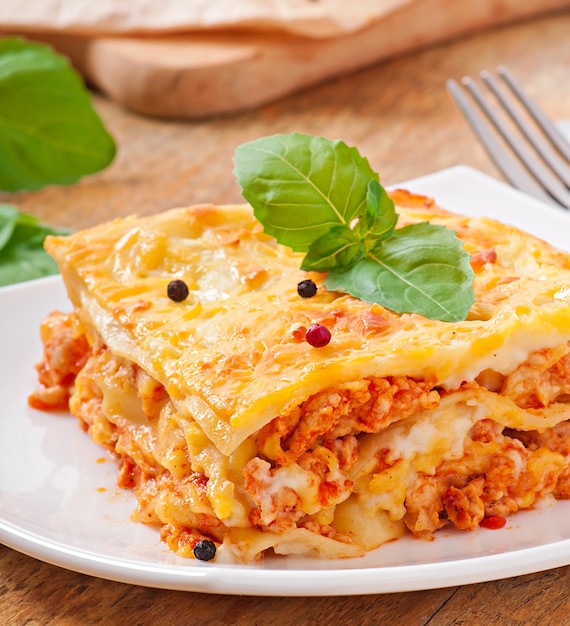 Classic lasagna with bolognese sauce | Free Photo