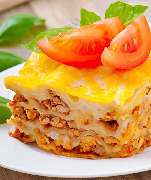 Free Photo | Classic lasagna with bolognese sauce