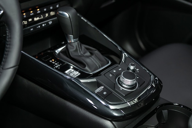 Premium Photo Close Up Of The Accelerator Handle And Buttons With Modern Central Console With Controls Automatic Transmission Gear Of Car Car Interior