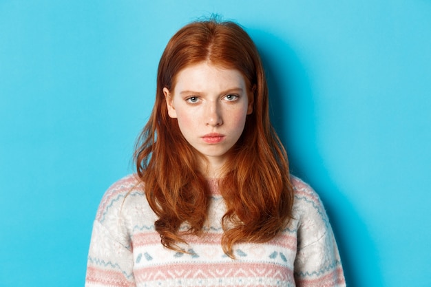 Premium Photo Close Up Of Angry Redhead Teenage Girl Looking Pissed