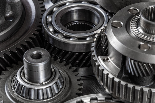 Premium Photo | Close-up of a car gearbox. metallic shiny gears for ...