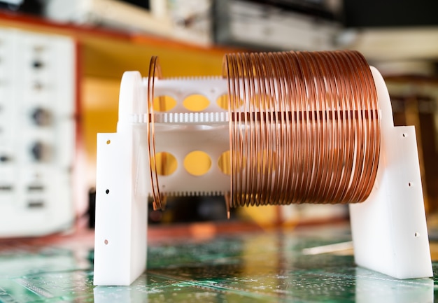 Premium Photo | Close-up of a coil of copper wire