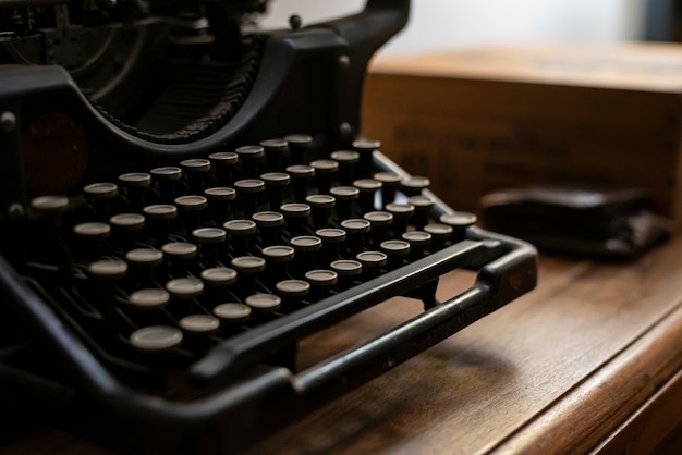 Premium Photo | Close up detail of a ancient typewriter in low light