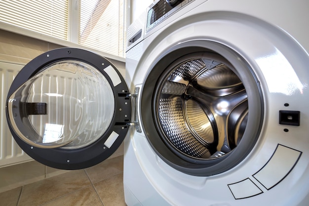 Premium Photo | Close-up detail of modern washing machine interior with ...