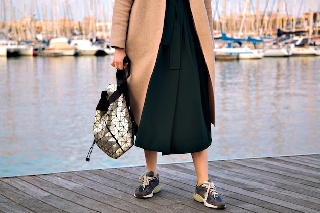 elegant dress with sneakers