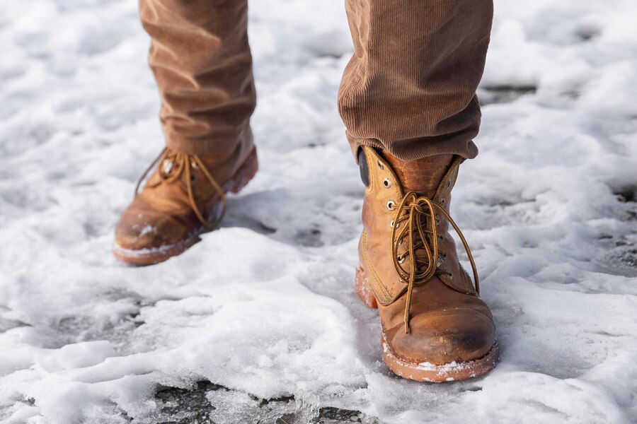 Free Photo | Close up feet wearing warm boots