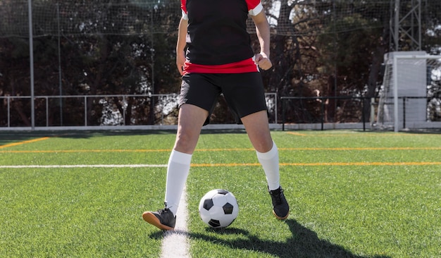 Premium Photo Close Up Football Player On Field