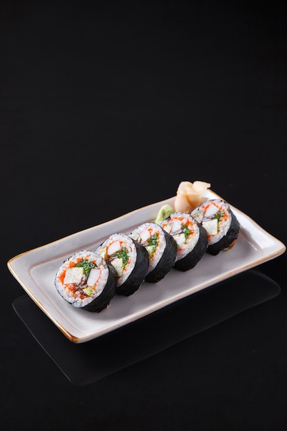 Premium Photo Close-up Of Fresh Raw Sushi Rolls