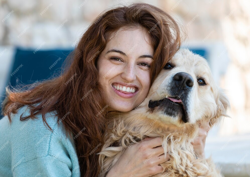 Free Photo | Close up happy woman with dog