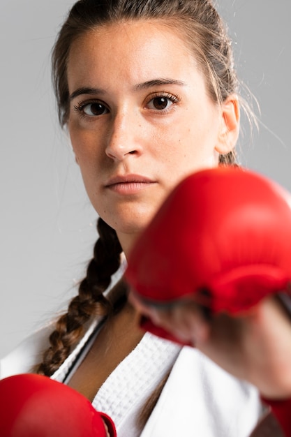 Free Photo | Close-up martial arts woman ready to fight