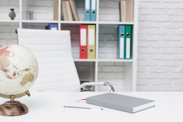 minimalist desk with storage