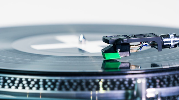 Premium Photo Close Up Of Modern Turntable Vinyl Record Player With Music Plate Needle On A Vinyl Record Concept Of Sound Technology Audio Equipment