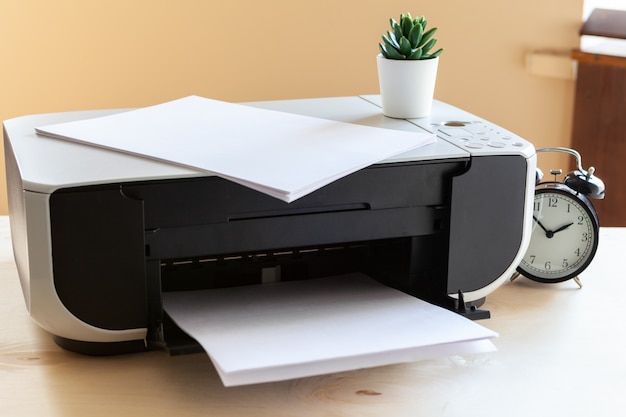 Close Up Of An Office Table With Printer On It 93675 81686 