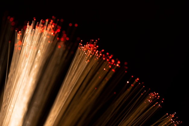 Free Photo | Close-up optical fiber with red spots