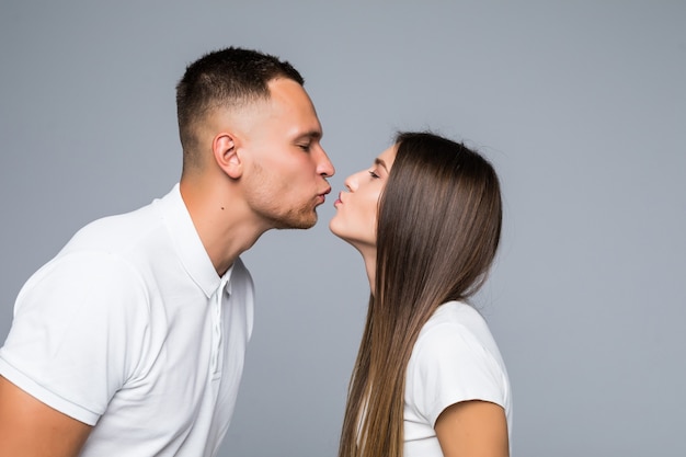 Girlfriend boyfriend kissing lips