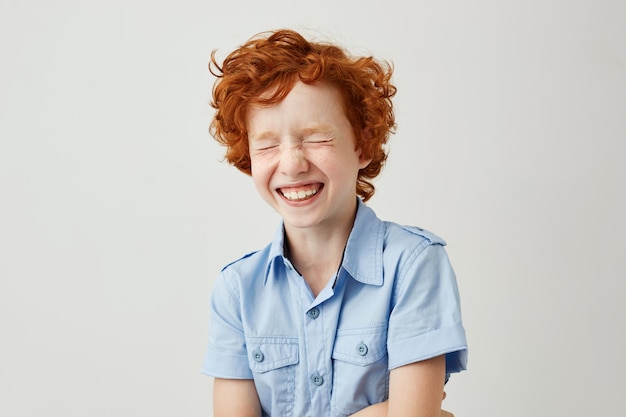Free Photo | Close up portrait of cheerful little kid with curly ginger ...