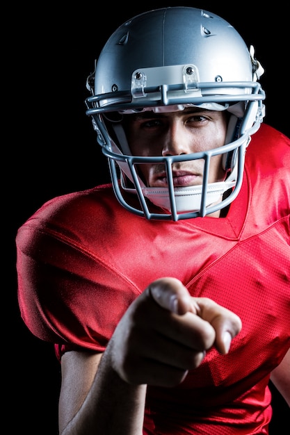 Premium Photo Close Up Portrait Of Confident American Football Player Pointing