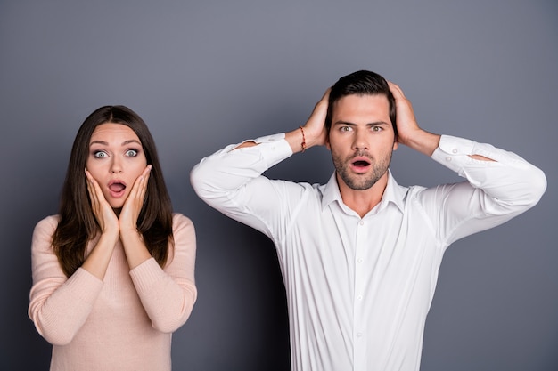 Premium Photo | Close-up portrait of scared puzzled worried nervous couple