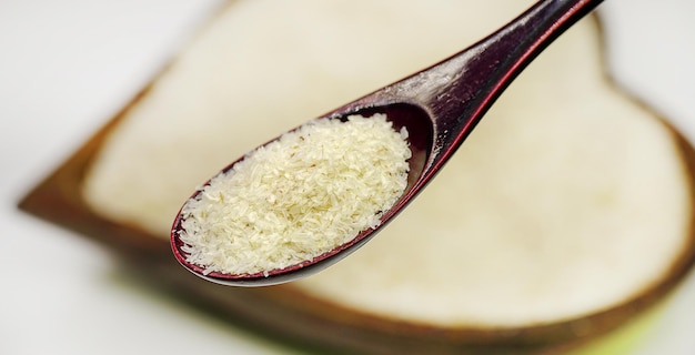 Premium Photo | Close up of psyllium ispaghula husk in wooden ...