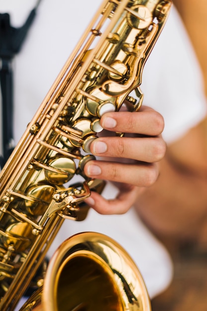 Free Photo | Close up of saxophone keys