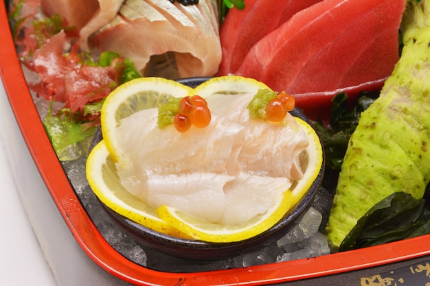 Premium Photo Close Up Sea Bass Sashimi Japanese Food