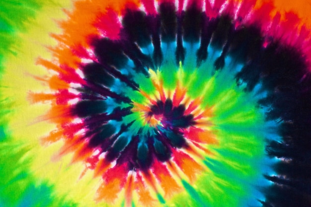 Close up shot of colorful tie dye fabric texture background | Premium Photo