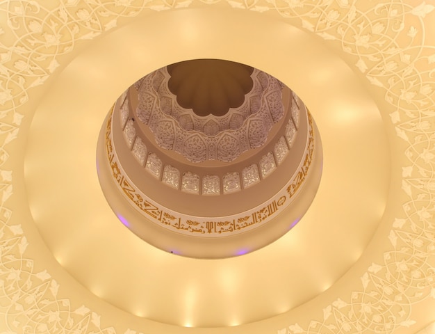 モスクの美しい模様の白い天井のショットを閉じる 無料の写真