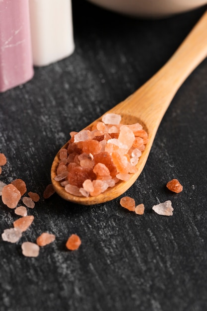 Free Photo Close Up Spoon With Mineral Salt